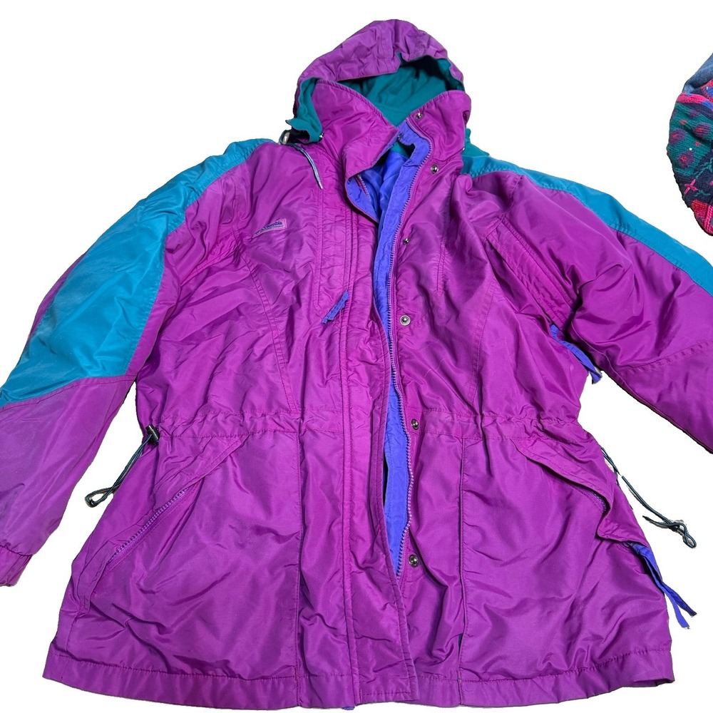 Vintage Columbia Interchange Double Whammy Jacket Womens Large Purple 3-in-1